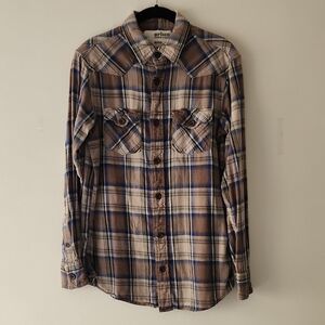 Urban Pipeline Men's Plaid Button-Down Shirt - Blue and Brown